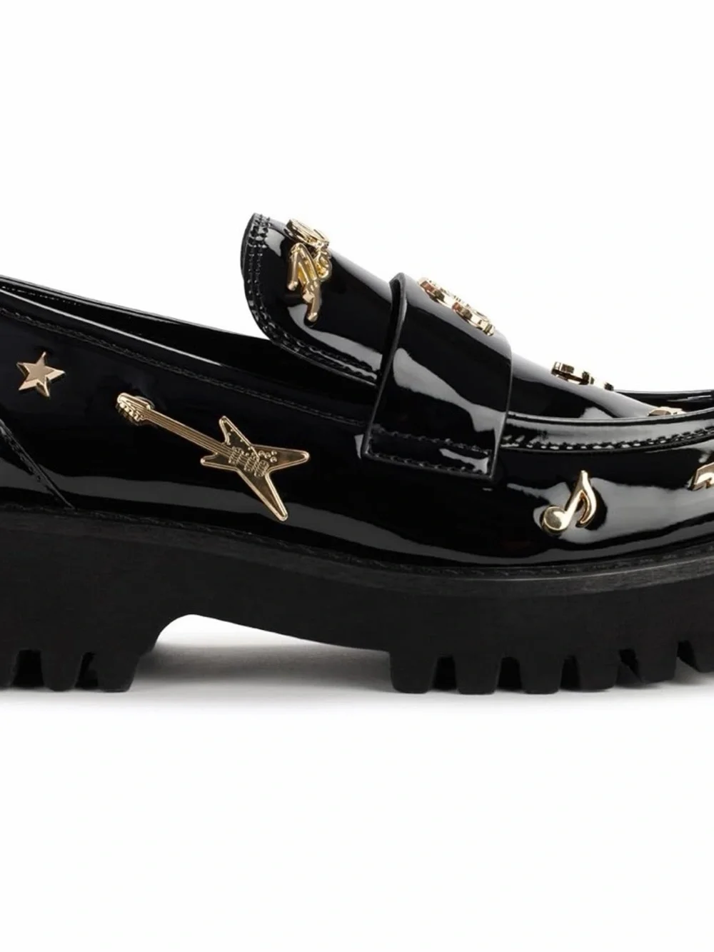 Karl Lagerfeld Paris Gaston Lug Sole Loafer Pin Embellishments Black Women’s 6